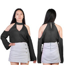 Off-the-Shoulder Blouse with V-Neck and Long Sleeves by LJGDeals