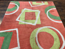 Abstract Rug 6x9, Modern Contemporary Rug, Red-Orange Green