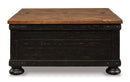 Valebeck - Lift Top Cocktail Table - Black / Brown