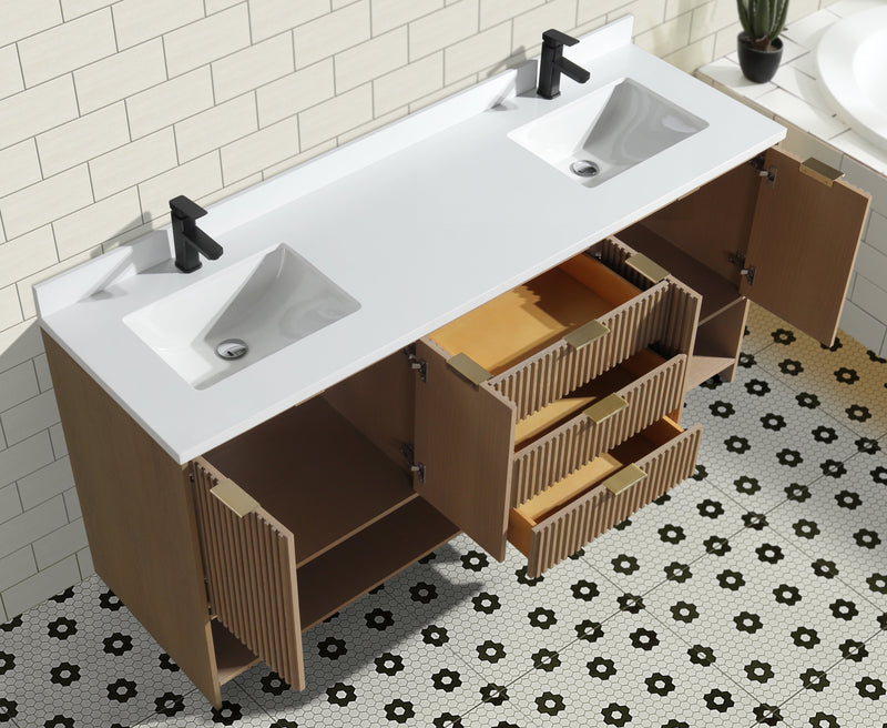 San Diego 72" Freestanding Bathroom Vanity Oak