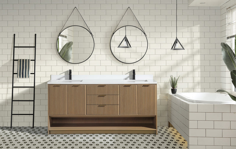 San Diego 72" Freestanding Bathroom Vanity Oak