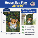 Corgi Pup and Daffodils House Flag 28x40 Porch Sleeve Pole Decorative Outside Yard Banner Artwork Wall Hanging, Polyester