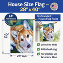 Corgi Mini Daises House Flag 28x40 Porch Sleeve Pole Decorative Outside Yard Banner Artwork Wall Hanging, Polyester