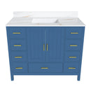 42" Modern Solid Wood Bathroom Vanity with Sink, 43" Carrara