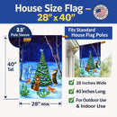 Corgi Christmas Peace House Flag 28x40 Porch Sleeve Pole Decorative Outside Yard Banner Artwork Wall Hanging, Polyester