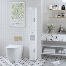 Slim Tall Bathroom Storage Cabinet With Adjustable Shelves, 2 Doors Freestanding Cabinet - White by HouseOfZazla