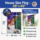 Corgi Christmas Window House Flag 28x40 Porch Sleeve Pole Decorative Outside Yard Banner Artwork Wall Hanging, Polyester