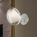 GobekUsa Minimalist Fabric Sconce Lamp: White Wall Light with Metal Ring, 1 Bulb