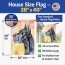 Great Dane Black Cropped House Flag 28x40 Porch Sleeve Pole Decorative Outside Yard Banner Artwork Wall Hanging, Polyester