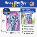 Great Dane Blue Mood House Flag 28x40 Porch Sleeve Pole Decorative Outside Yard Banner Artwork Wall Hanging, Polyester