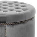 Elegant Round Ottoman Footstool With Studded Rim by HouseOfZazla