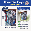 Great Dane Natural Ears Blue Collar House Flag 28x40 Porch Sleeve Pole Decorative Outside Yard Banner Artwork Wall Hanging, Polyester