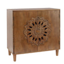 Rustic Hand-Carved Wooden 2-Door Cabinet