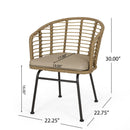 Randy Modern Wicker Chair with Water Resistant Cushions - Brown / Beige by HouseOfZazla