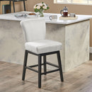 Quicksilvered Upholstered Swivel Counter Stool With Wood Legs - Beige by HouseOfZazla