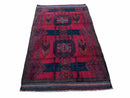 2' 10" X 4'6" Vintage Handmade Tribal Wool Rug Balouchi Rug Afghan Rug Red Black