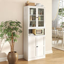 Metal Kitchen Pantry Cabinet Tall Storage With Adjustable Shelves, Heavy Duty Stainless Steel Frame - White