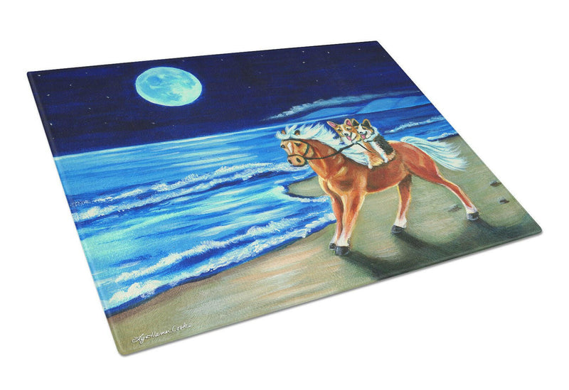 Corgi Beach Ride on Horse Glass Cutting Board Large 7318LCB