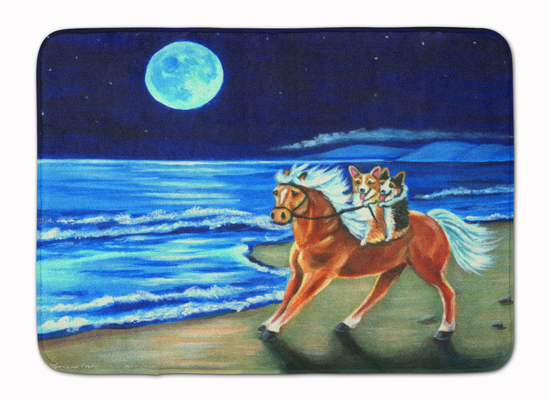 Corgi Beach Ride on Horse Machine Washable Memory Foam Mat 7318RUG