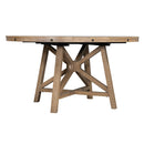 5-Piece Retro Functional Dining Set with Extendable Round Table with Removable Middle Leaf and 4 Upholstered Chairs for Dining Room and Living Room (Natural Wood Wash)