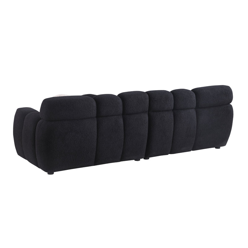87.4 length, 35.83" deepth, human body structure for USA people, marshmallow sofa,boucle sofa, 3 seater, black BOUCLE