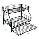 Twin Over Full Modern Metal Bunk Bed With Trundle - Black