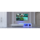 TV Console with Storage Cabinets, Extendable LED TV Stand with Remote Control, Multiple Modes Changing Lights Modern Entertainment Center with Chamfer Edge Shape, White