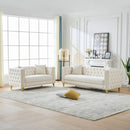 Deep Seat Sofa With Button Nailhead, Square Arm Couches