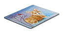 Corgi Pup Snow Cardinal Mouse Pad, Heat Resistant Trivet Hot Pad , Non Slip Rubber Desk Mat, Kitchen Counter Protector, Home Office Decor Gift