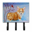 Corgi Pup Snow Cardinal Leash or Key Holder Wall Hooks, Coat Rack Wall Mount, for Hanging Keys, Towels, Aprons, Leashes