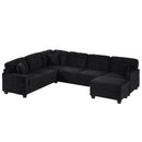 Upholstered U-Shaped Sectional Sofa With Movable Ottoman And Side Storage Pockets by HouseOfZazla