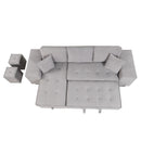 Modern L-Shape 3 Seat Reversible Sectional Couch, Pull Out Sleeper Sofa With Storage Chaise And 2 Stools For Living Room Furniture Set by HouseOfZazla