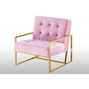Tufted Accent Armchair With Frame For Living Room - Pink / Gold