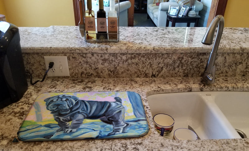 Blue Shar Pei Dish Drying Mat – Absorbent, Artistic Kitchen Essentials 7333DDM