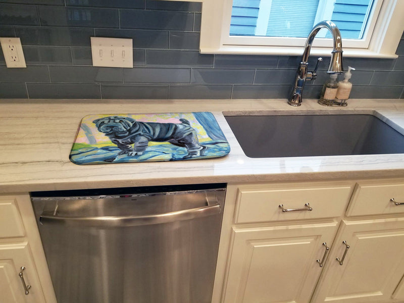 Blue Shar Pei Dish Drying Mat – Absorbent, Artistic Kitchen Essentials 7333DDM