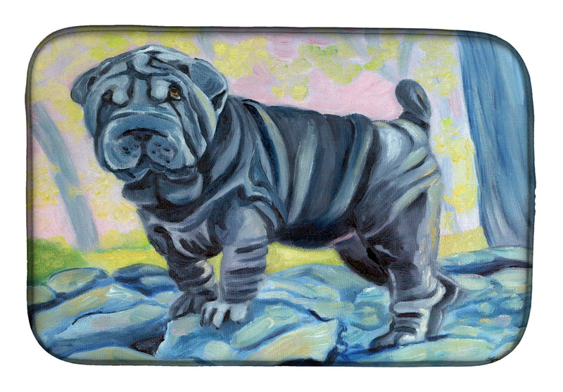 Blue Shar Pei Dish Drying Mat – Absorbent, Artistic Kitchen Essentials 7333DDM