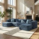Modular Sectional Sofa, Boneless Couch With 2 Movable Ottomans by HouseOfZazla