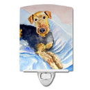 Cozy Airedale Terrier Ceramic Night Light Compact, UL-Certified, Ideal for Bedroom, Bathroom, Nursery, Hallway, Kitchen, 6x4x3, Multicolor