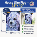Bichon Frise House Flag 28x40 Porch Sleeve Pole Decorative Outside Yard Banner Artwork Wall Hanging, Polyester