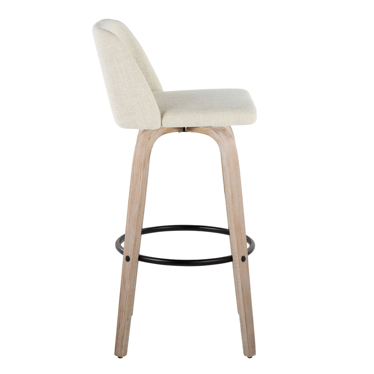 Toriano - Contemporary Fixed Height Barstool Swivel And Round Footrest (Set of 2), photo 8 of 12
