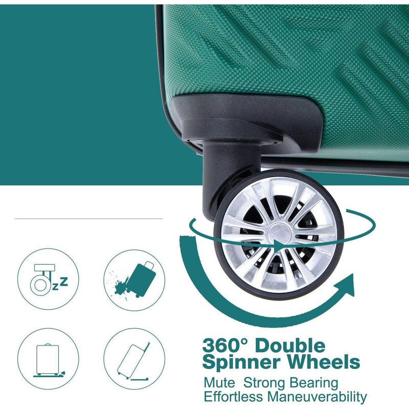 2Piece Luggage Sets ABS Lightweight Suitcase, Spinner Wheels, (20/14) DARK GREEN