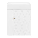 20 Inch Bathroom Vanity with Ceramic Sink, Diamond Pattern Door Design by HouseOfZazla