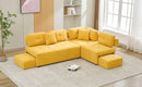 91.73" L-shaped Sofa Sectional Sofa Couch with 2 Stools and 2 Lumbar Pillows for Living Room, Yellow