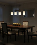 31"W 4-Light Kitchen Island Light Fixture Brushed Nickel Finish Frosted Glass Shade by LampsUSA
