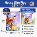 Chihuahua with Teddy Bear House Flag 28x40 Porch Sleeve Pole Decorative Outside Yard Banner Artwork Wall Hanging, Polyester