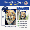 Chow Chow House Flag 28x40 Porch Sleeve Pole Decorative Outside Yard Banner Artwork Wall Hanging, Polyester