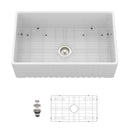 Apron-Front Reversible Single Bowl Kitchen Sink With Accessories - White by HouseOfZazla
