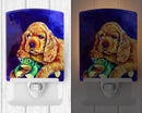 Cocker Spaniel with Frog Ceramic Night Light Compact, UL-Certified, Ideal for Bedroom, Bathroom, Nursery, Hallway, Kitchen, 6x4x3, Multicolor
