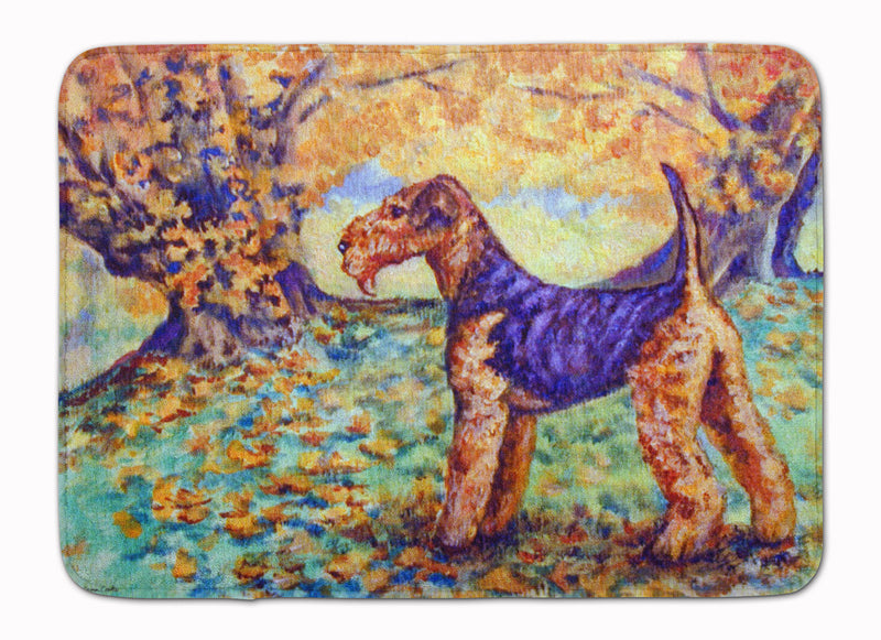 Autumn Airedale Terrier Machine Washable Memory Foam Mat 7343RUG