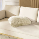 Astrid - Square New Zealand Sheepskin Accent Throw Pillow Cover With Feather Insert - Taupe / Natural by HouseOfZazla